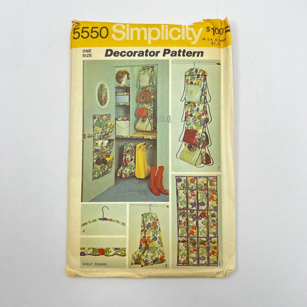 Simplicity 5550 Pattern Closet Organizers 1973 Uncut Shoe Boot Bag Hanger Covers